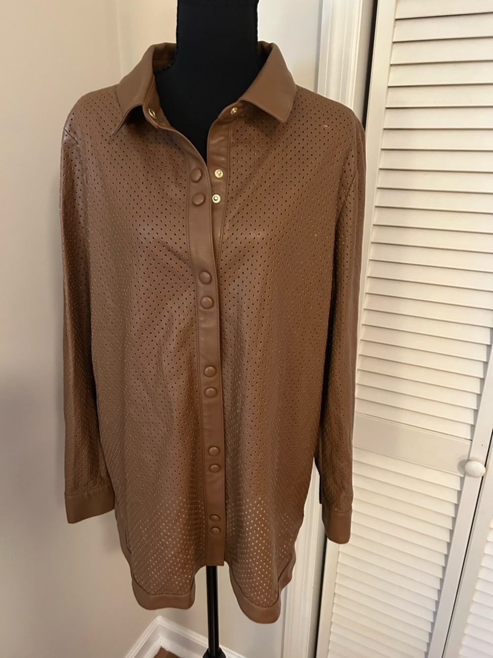Marc New York Brown Perforated Vegan Leather “Shacket”  Size M